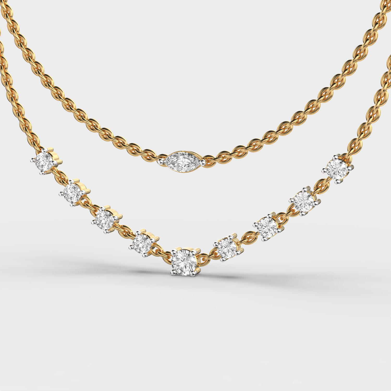 Sleek Is Chic Multi Layered Diamond Necklace