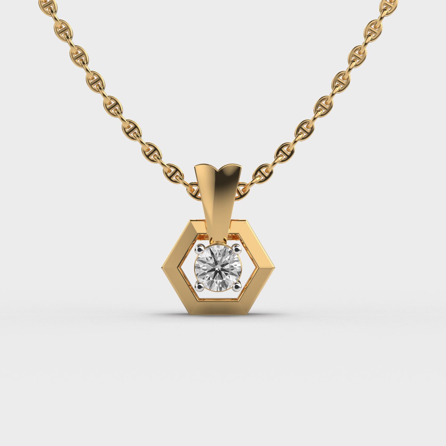 Hexagon Solitaire Diamond Pendant Without Chain