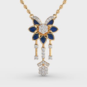 Blue Enamel Diamond Pendant