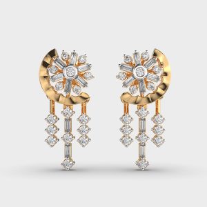 Moon and Star Diamond Drop Earrings