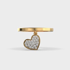 Hanging Heart Diamond Ring