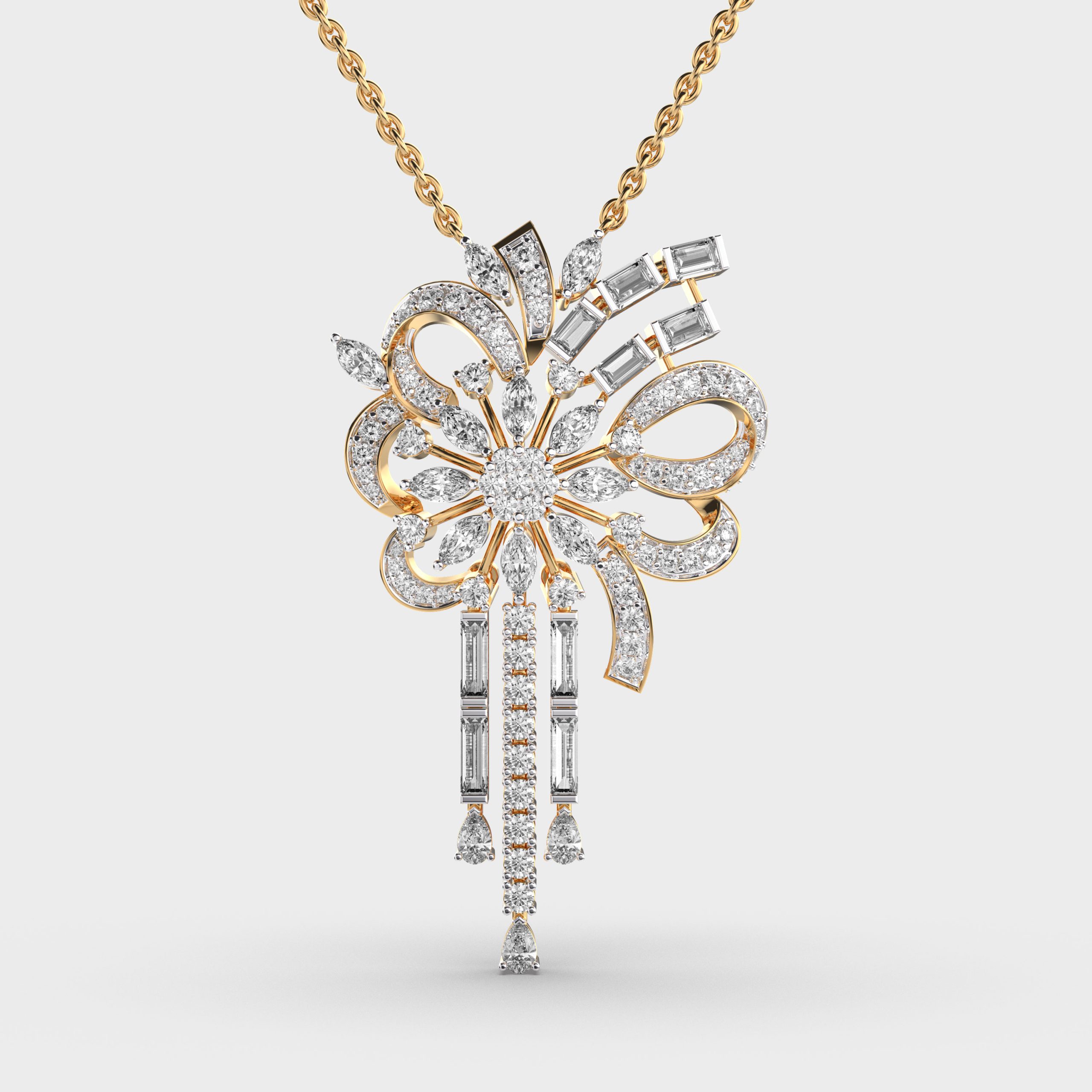 Floral Elegance Diamond Pendant (With Chain)