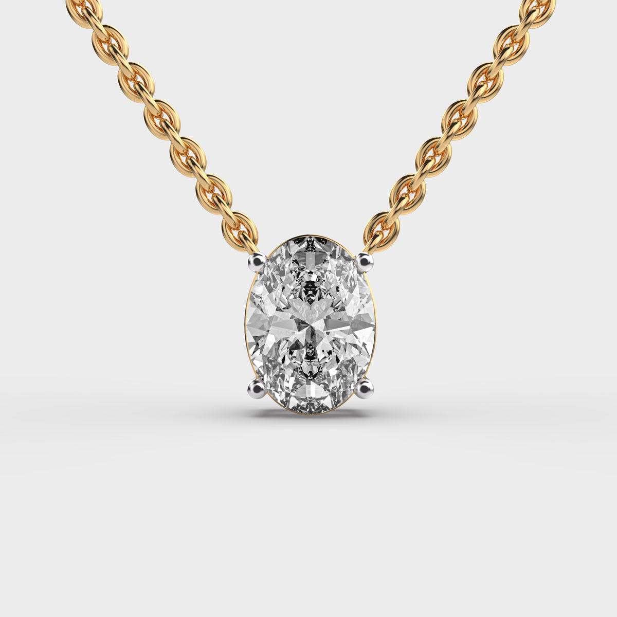 2 Carat Classic Oval Solitaire Pendant (Without Chain)