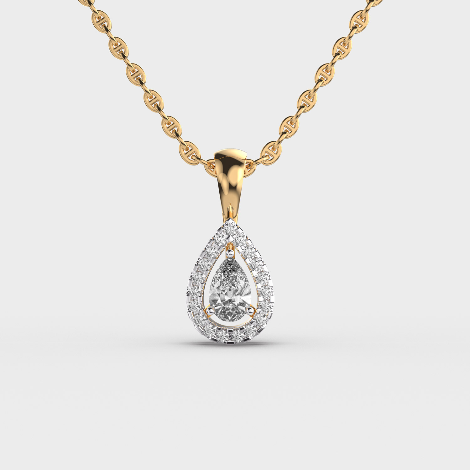 Glinting Dew Pear Cut Diamond Pendant (Without Chain)