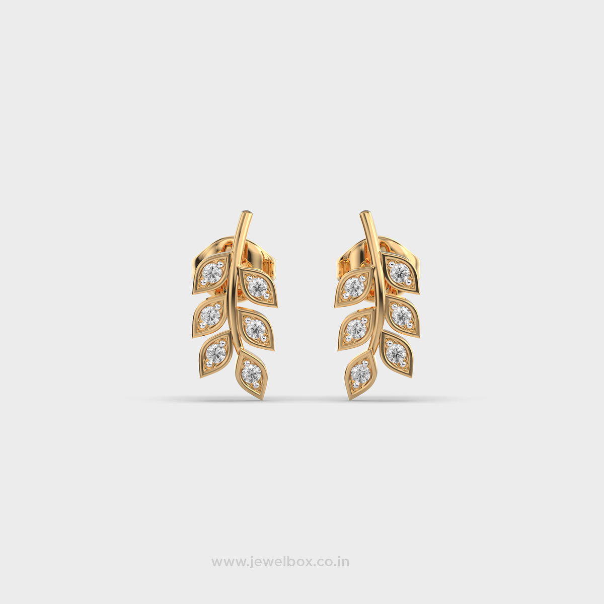 Leafy Sparkle Twig Diamond Earrings
