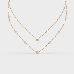 Double Chain Layered Diamond Necklace