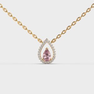 Drops of Rain Pink Stone Pendant with Chain