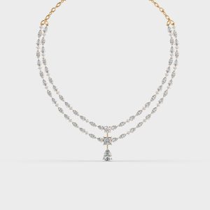 Double Line Layered Diamond Necklace