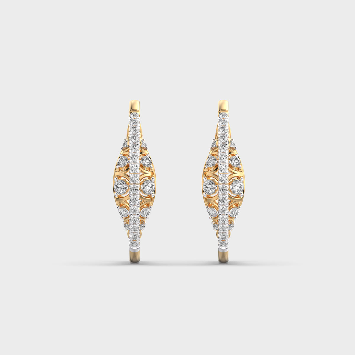 Diamond Cluster Yellow Stone Stud Earrings