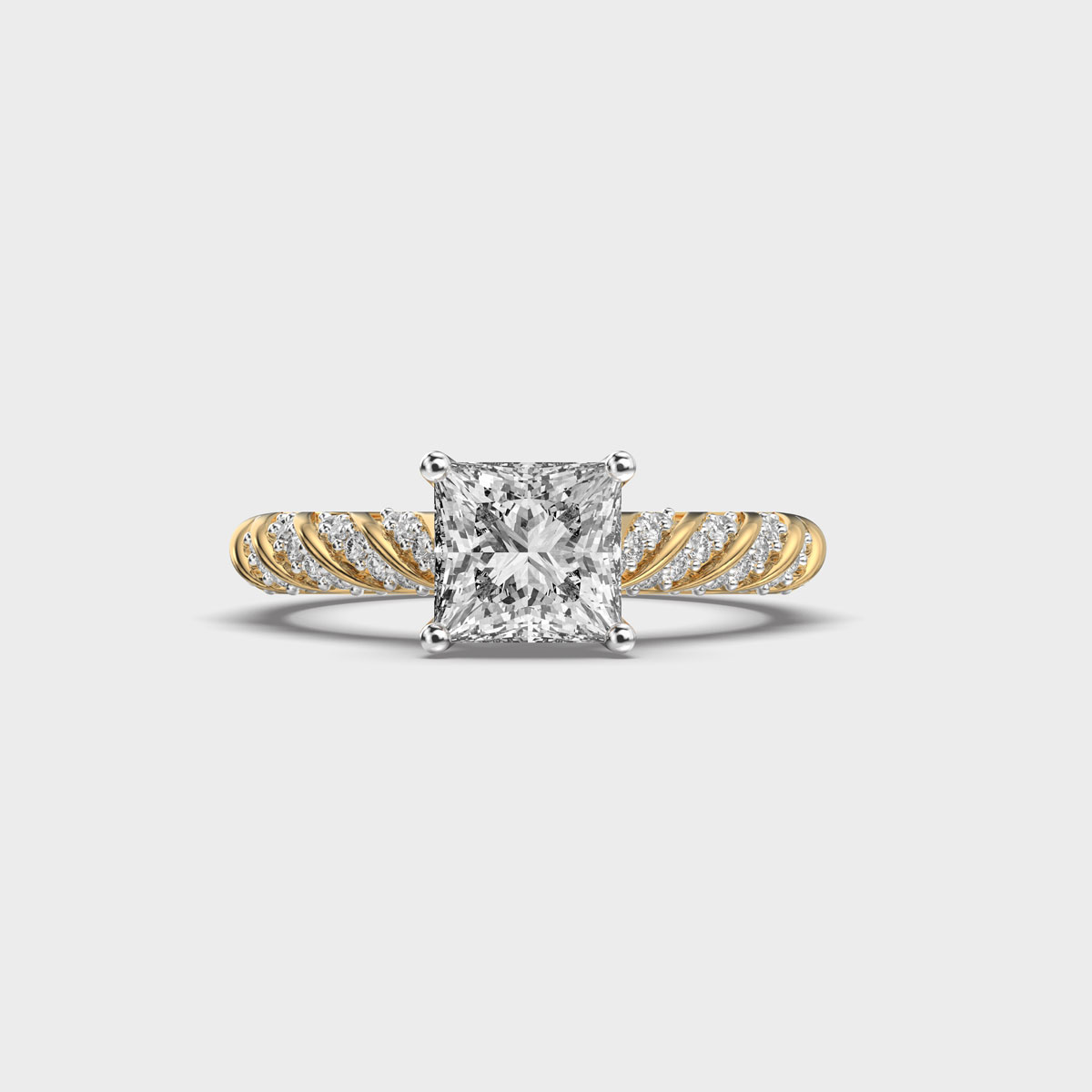 Aurora Twist Princess Cut Solitaire Ring