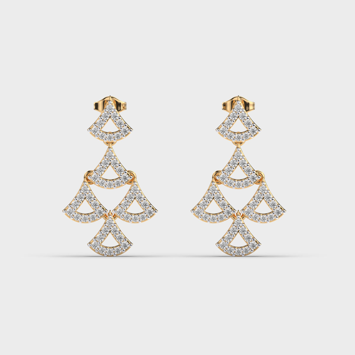 Layered Tier Diamond-Encrusted Earrings