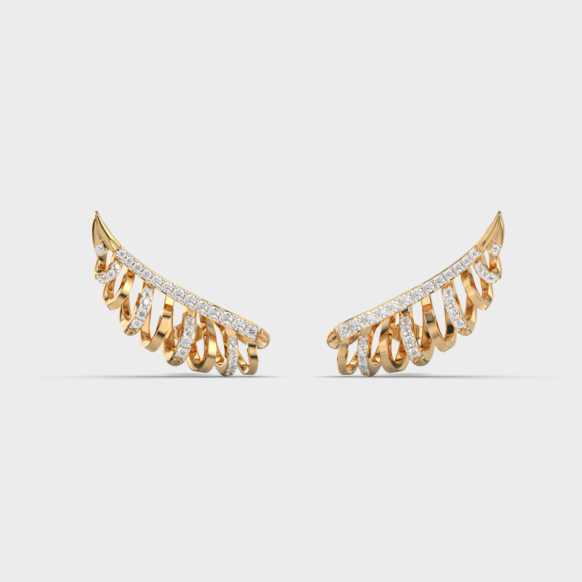 Side Swirl Diamond Stud Earcuffs