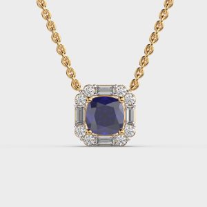 Shimmering Blue Stone Diamond Pendant without Chain