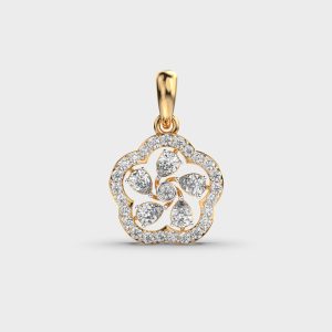 Swirl Flower Diamond Pendant without Chain