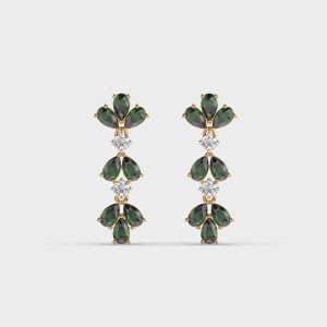 Diamond Drops Green Stone Grace Earrings