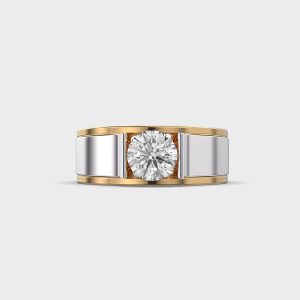 Dual Tone Diamond Solitaire Band Ring for Men