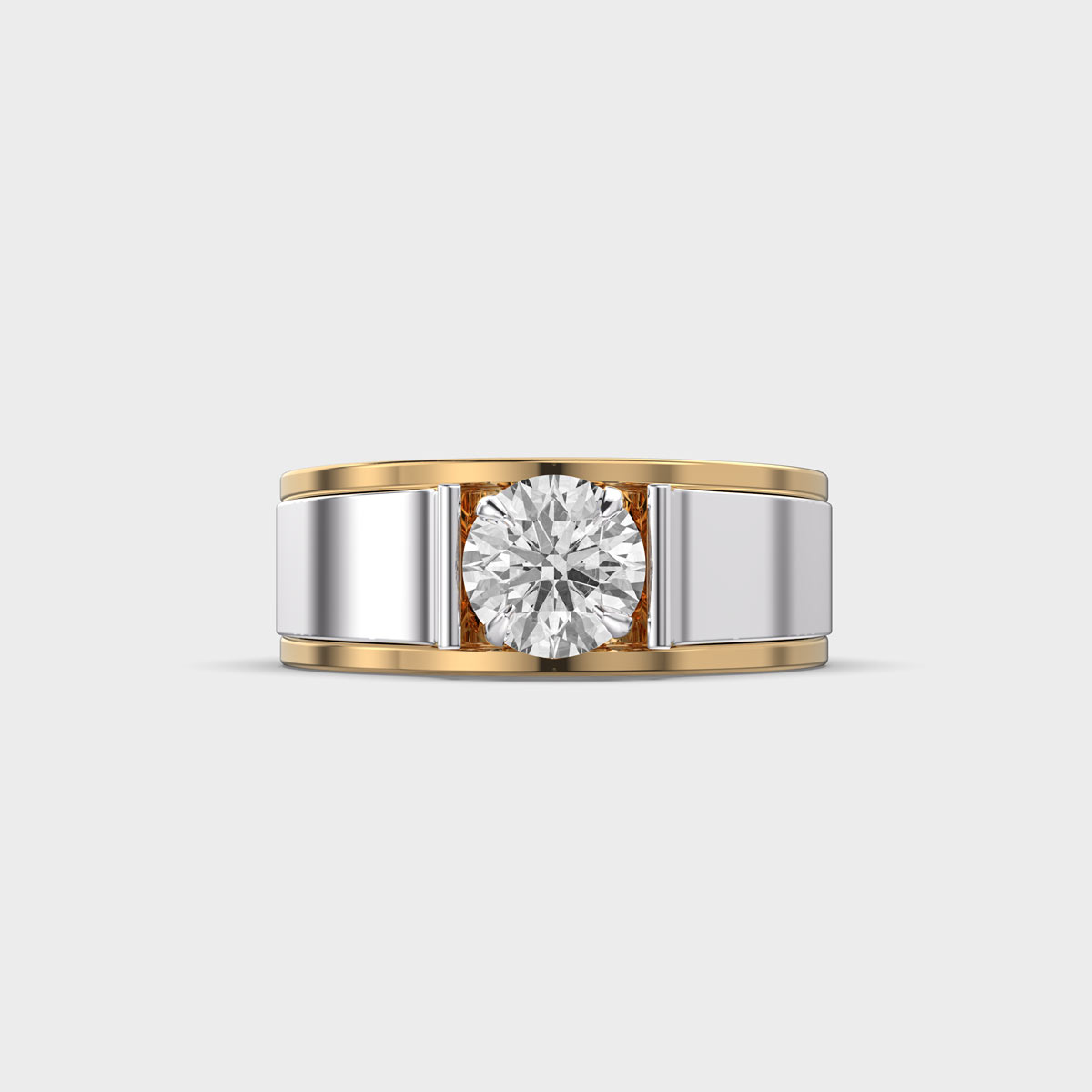 Dual Tone Diamond Solitaire Band Ring For Men