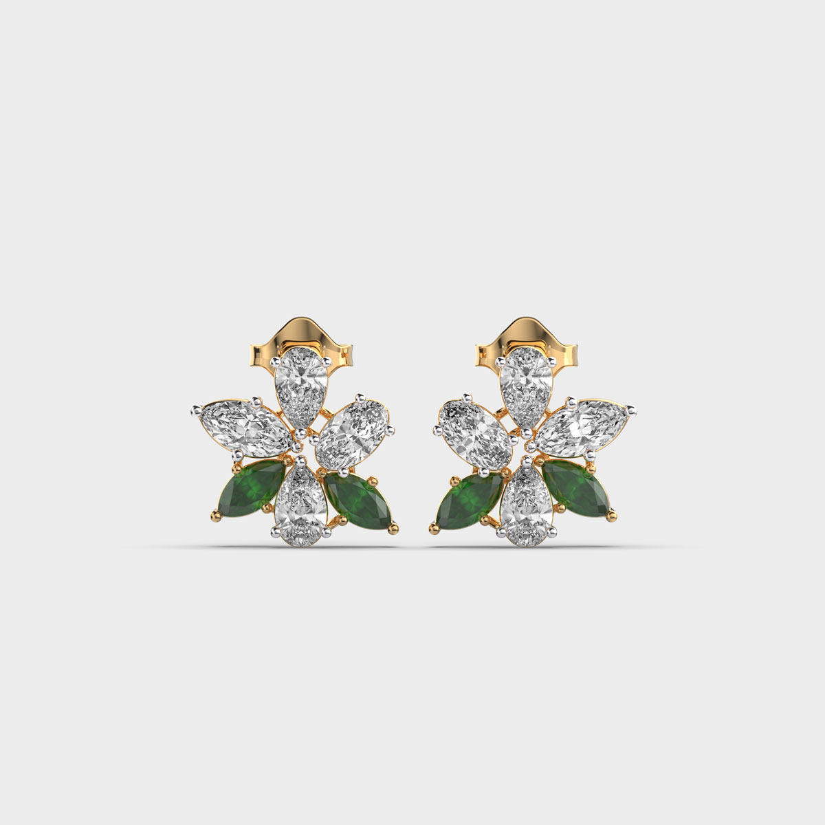 Glorious Green Stone Marquise Diamond Studs