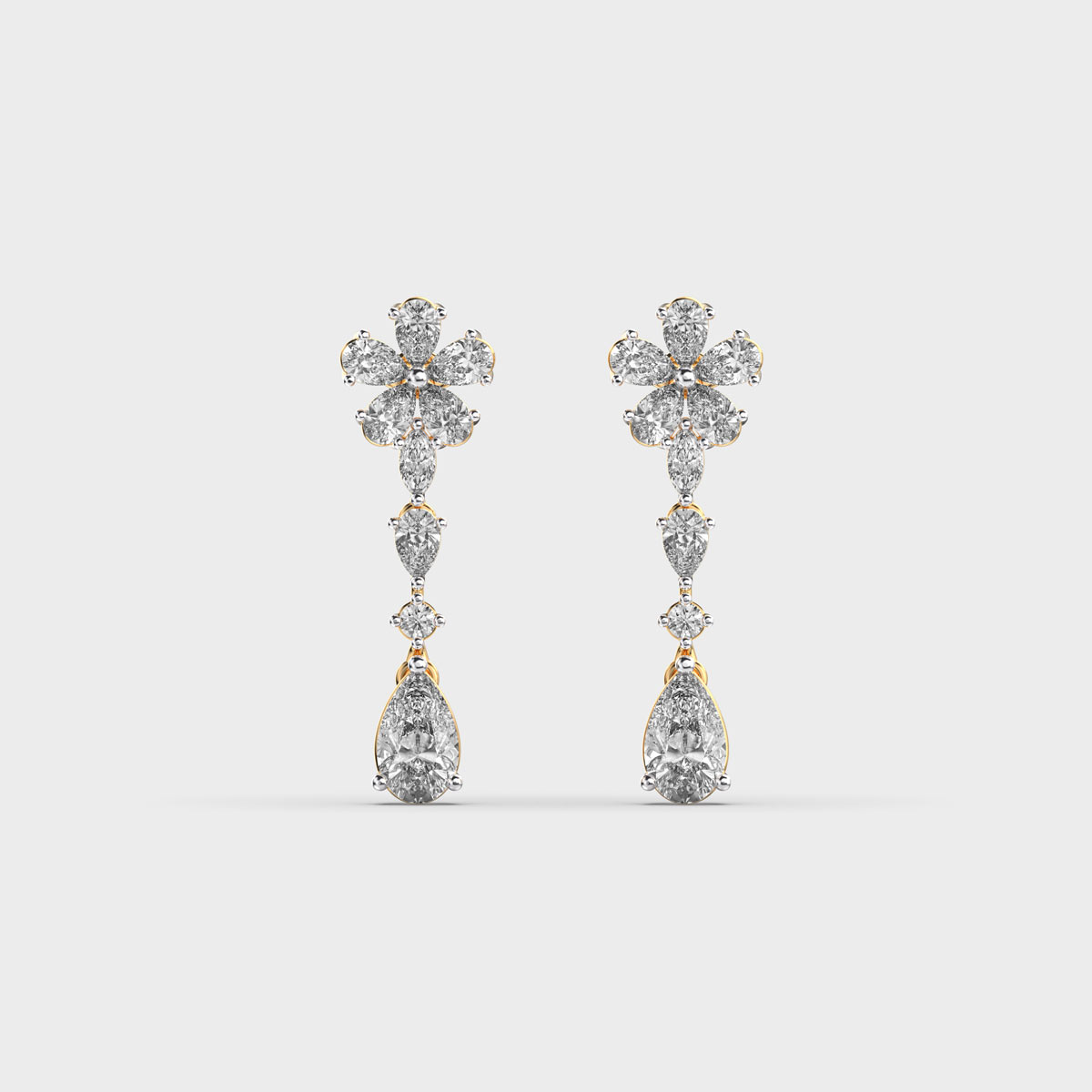 Flower Love Diamond Dangling Earrings