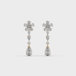 Flower Love Diamond Dangling Earrings