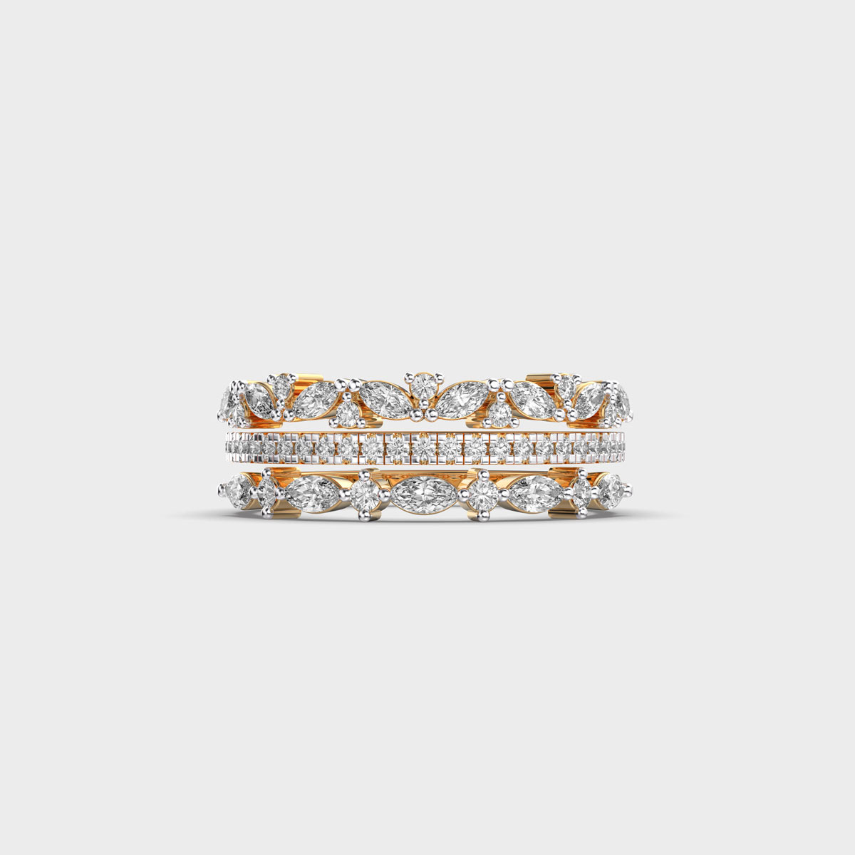 Tres Band Diamond Encrusted Ring