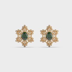 Amarilla Green Stone Diamond Studs
