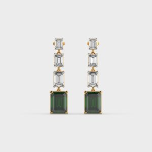 Lovers Emerald Diamond Green Stone Danglers