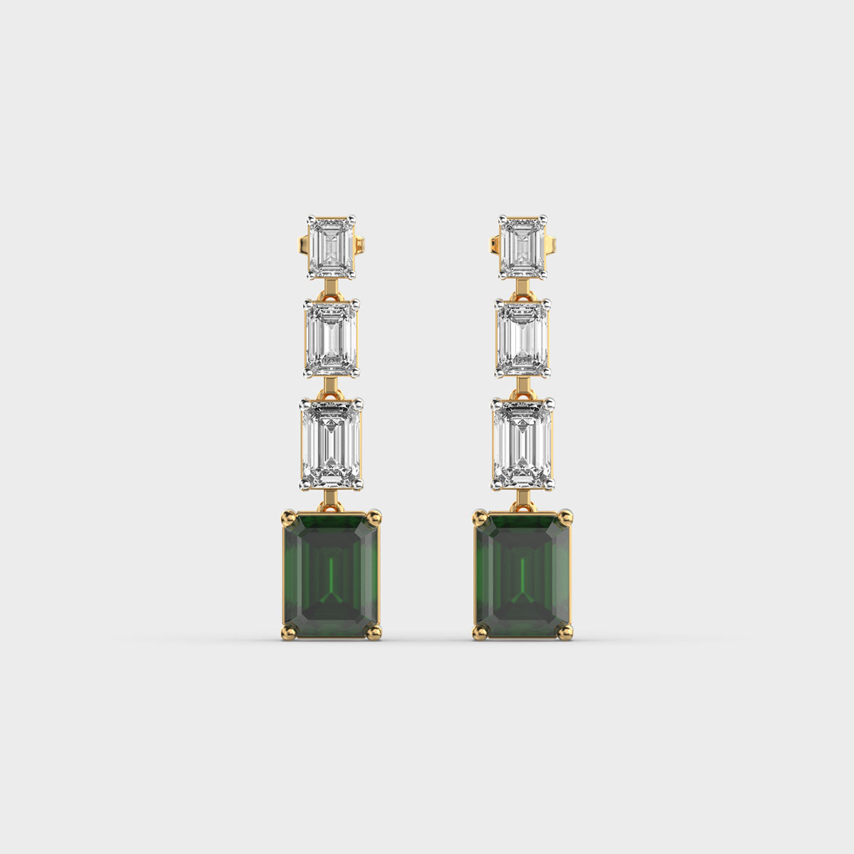 Lovers Emerald Diamond Green Stone Danglers