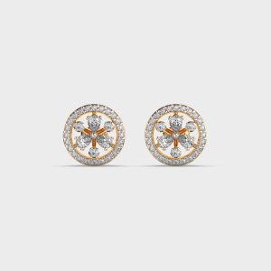 Shining Chakra Floral Diamond Stud Earrings