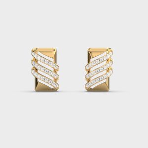 Tres Lines Diamond Pave Earstuds