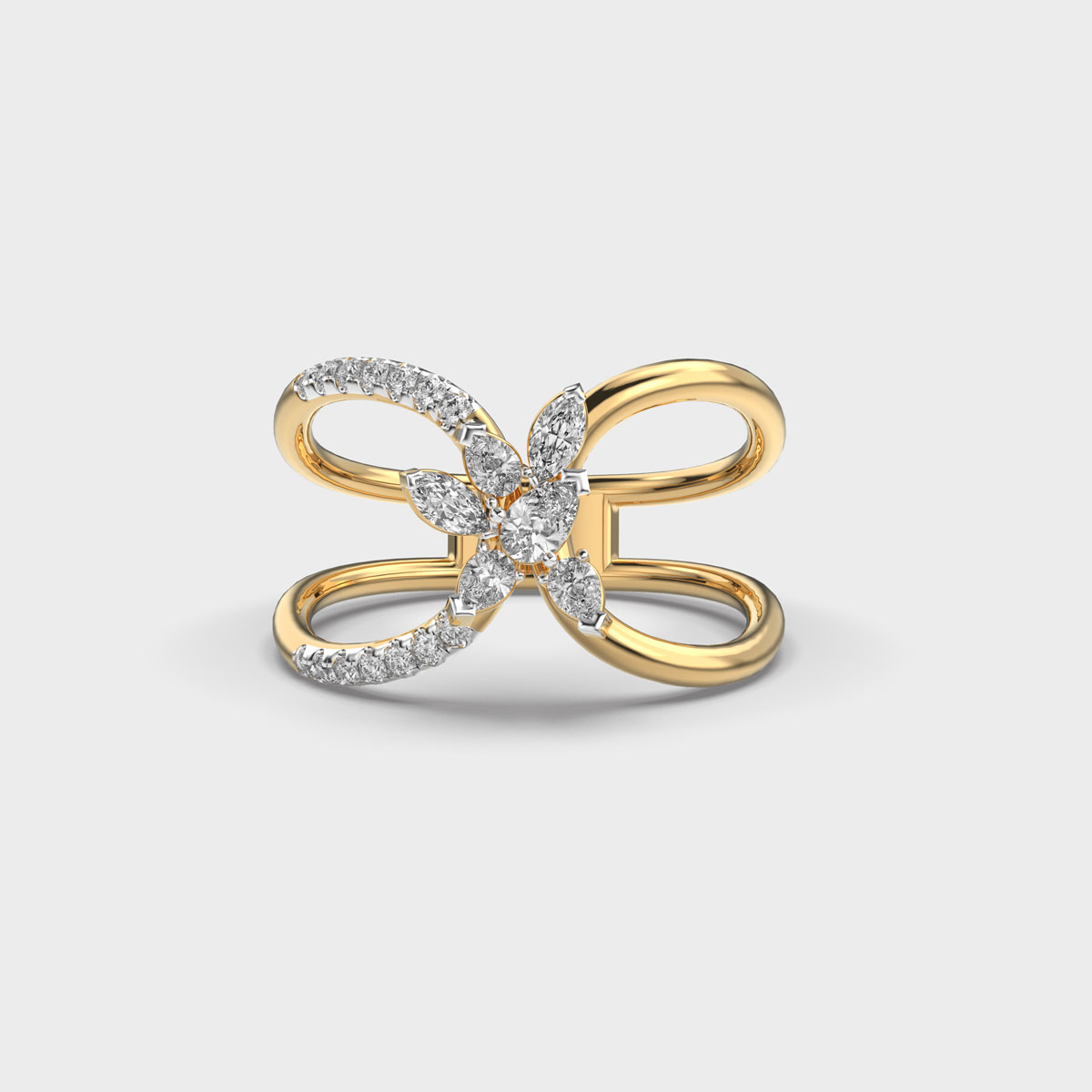 Half Flower Diamond Ring