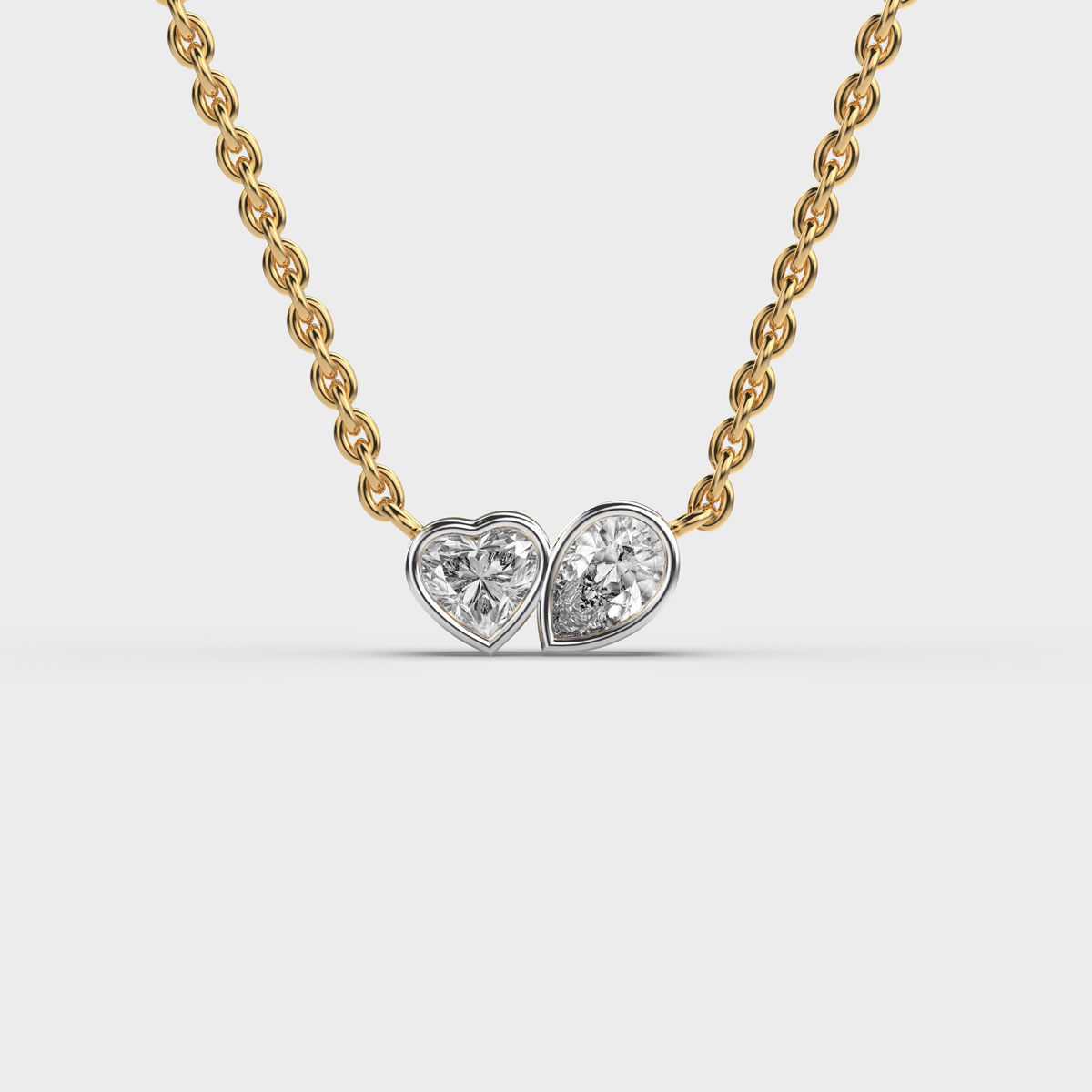 Heart and Pear Diamonds Pendant (With Chain)