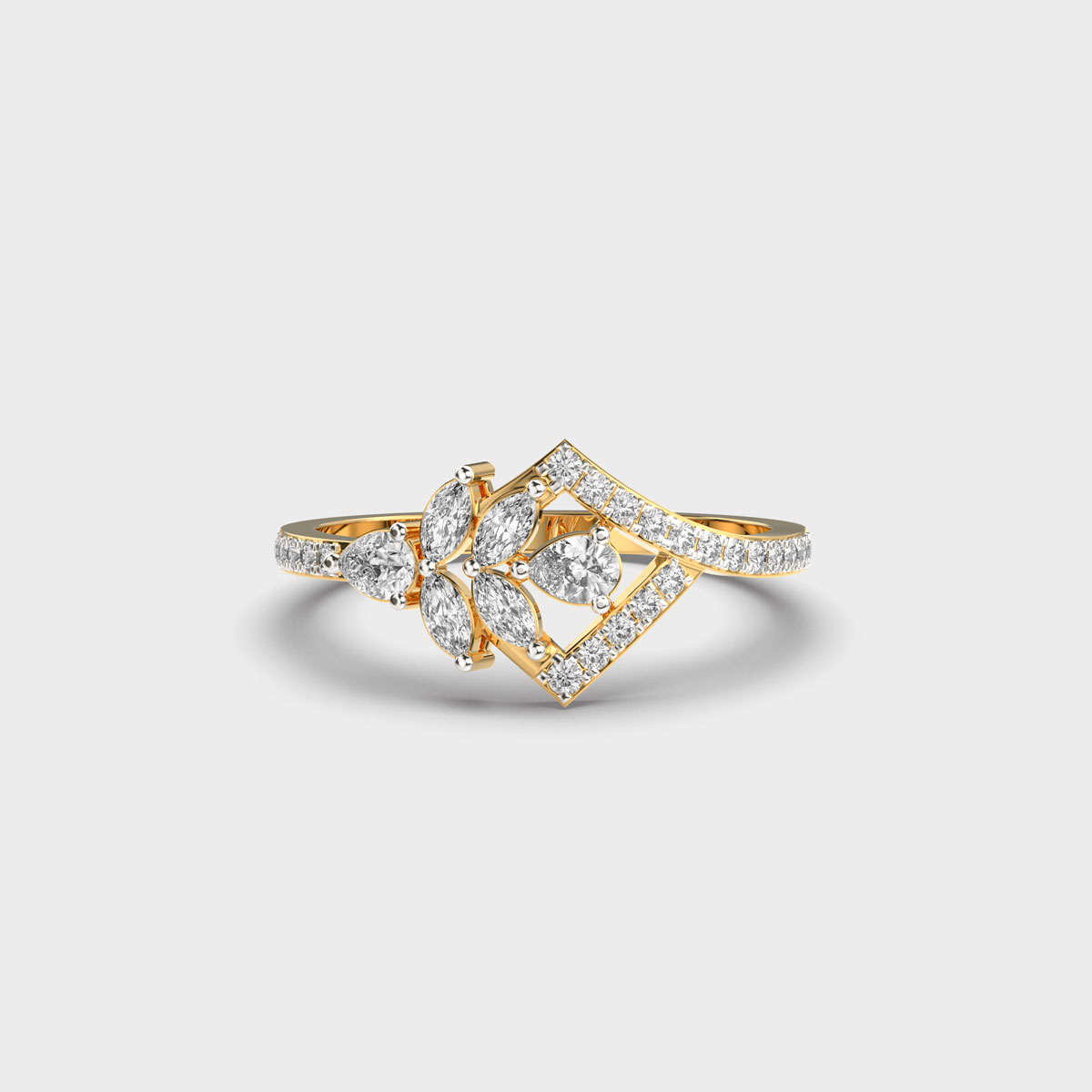 Cluster Of Leaves Diamond Ring