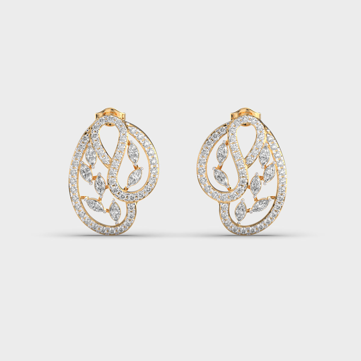 Abstract Cluster Diamond Stud Earrings