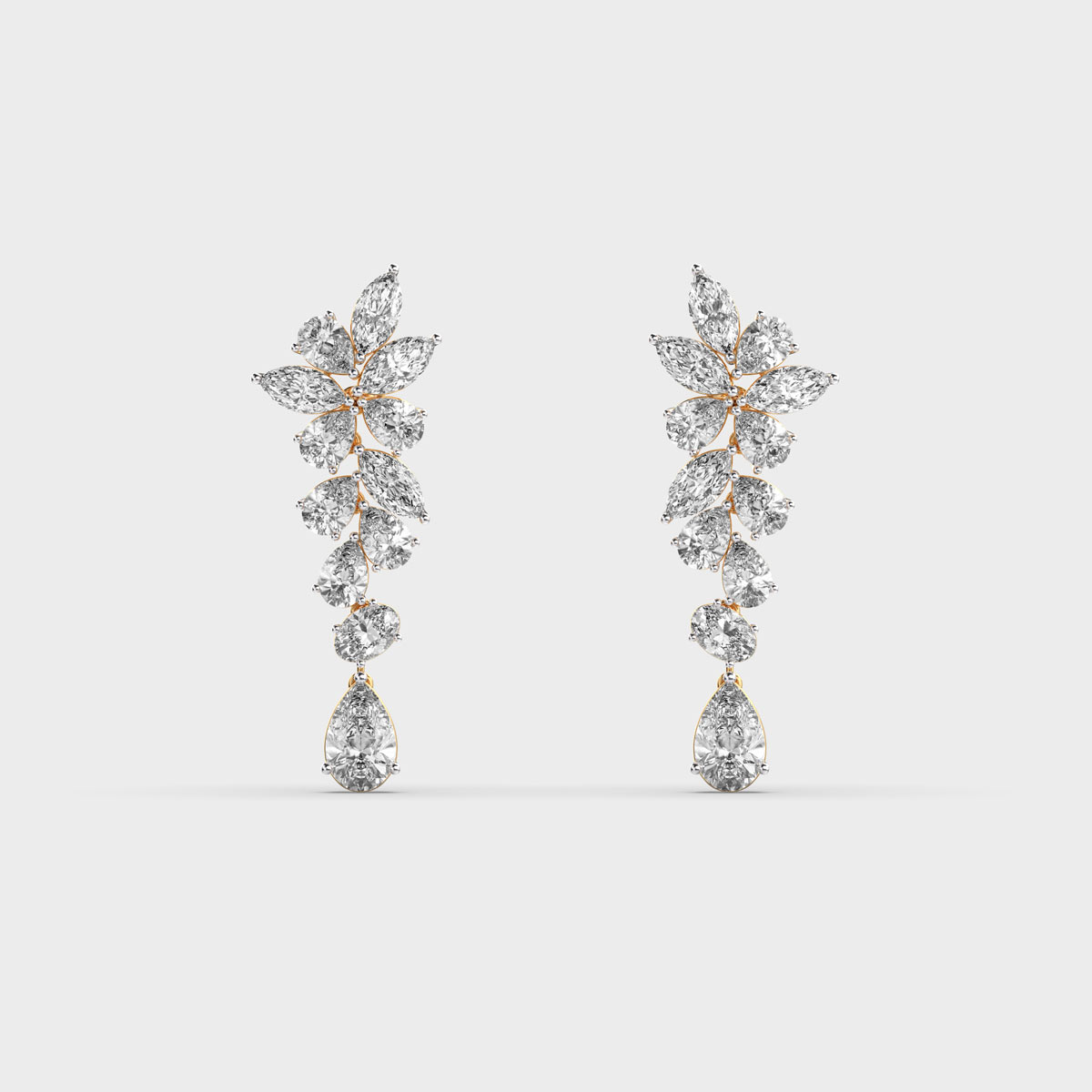 Pretty Clustered Diamond Dangler Earrings