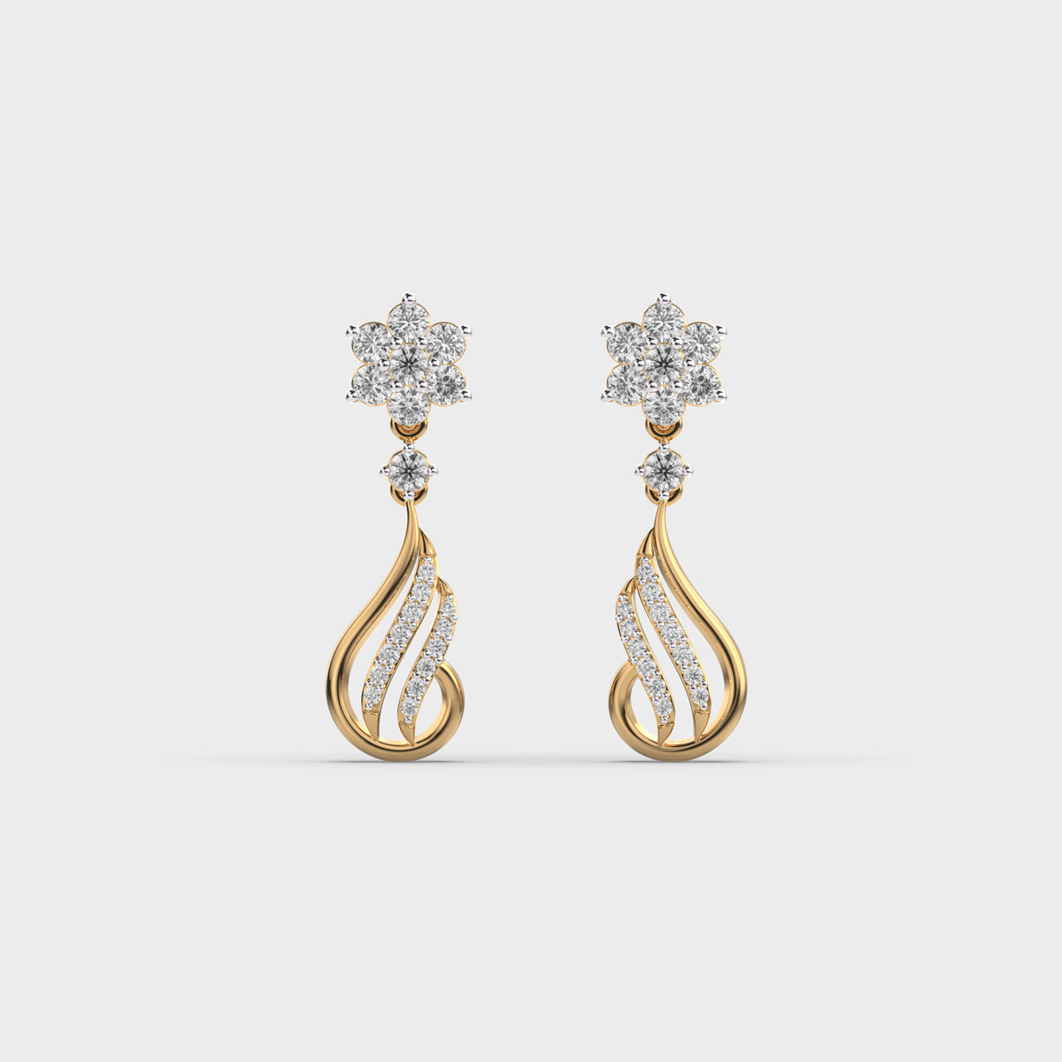 Bejewelled Flower Polki Diamond Danglers