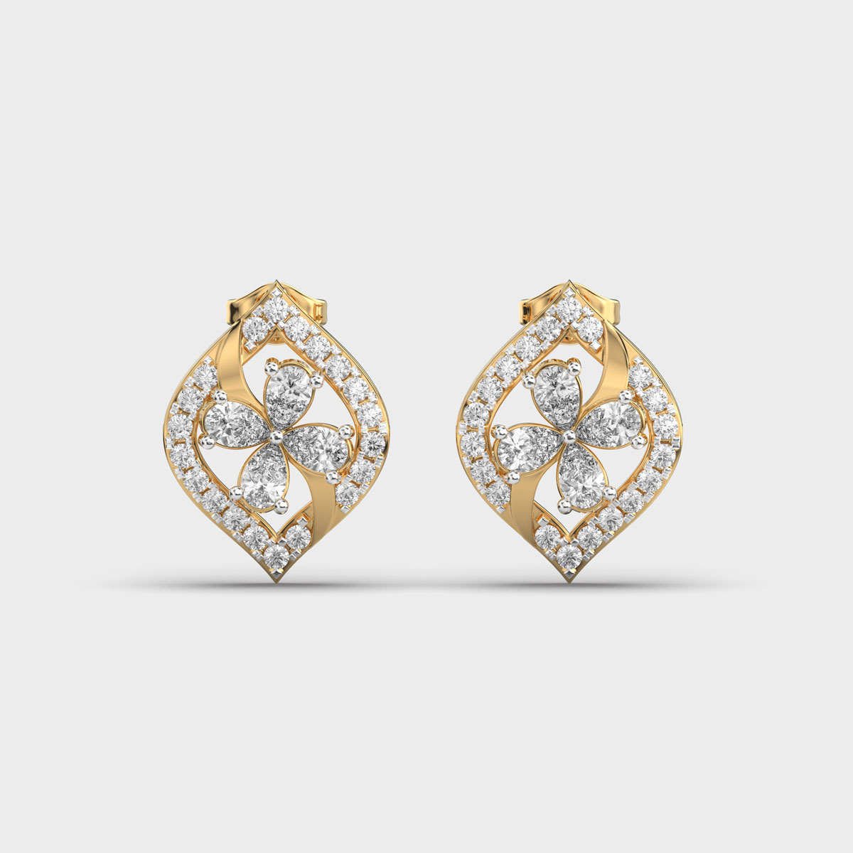 Flower Petal Diamond Ear Studs