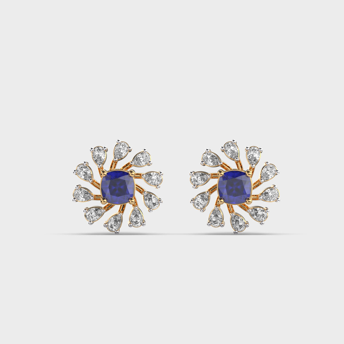 Bejewelled Diamond Sphere Blue Earrings