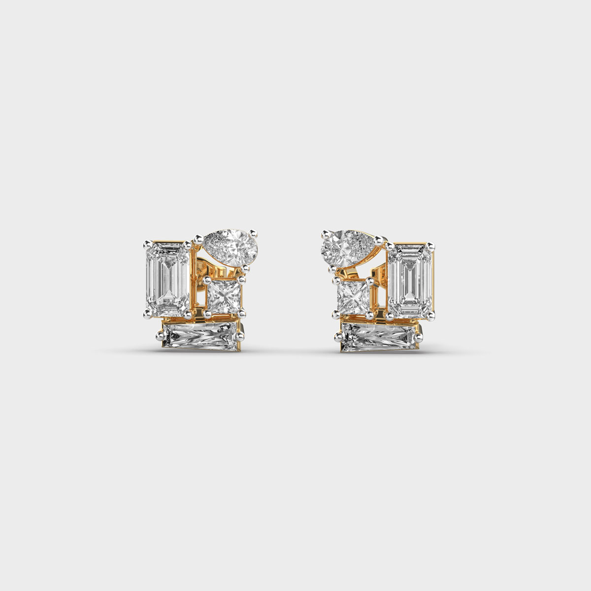Mixed Solitaires Chunky Diamond Earstuds