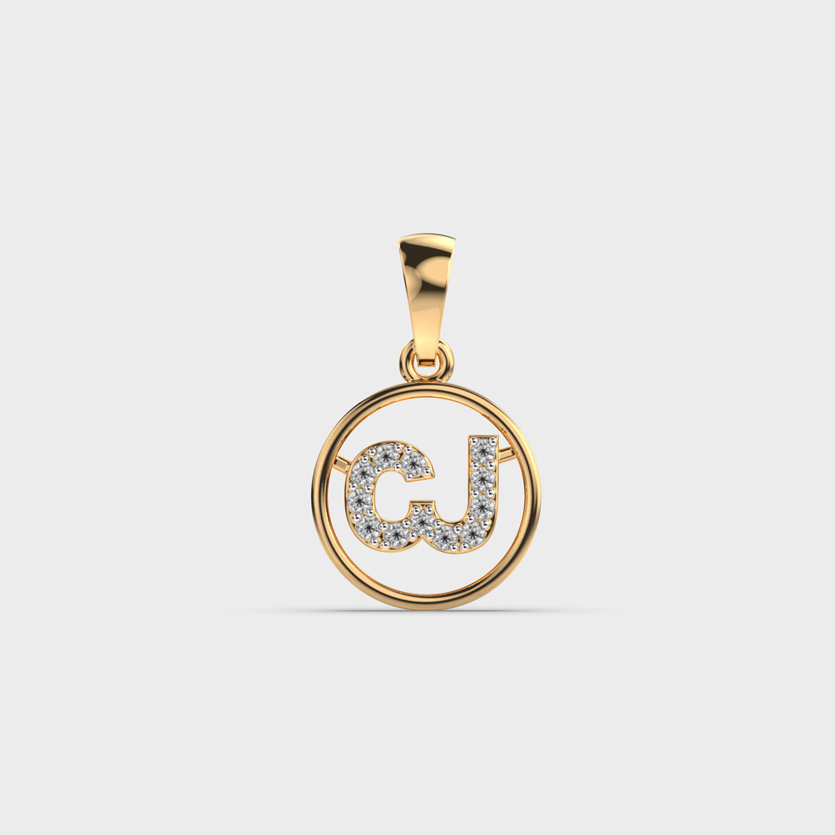 CJ Initial Diamond Pendant (Without Chain)
