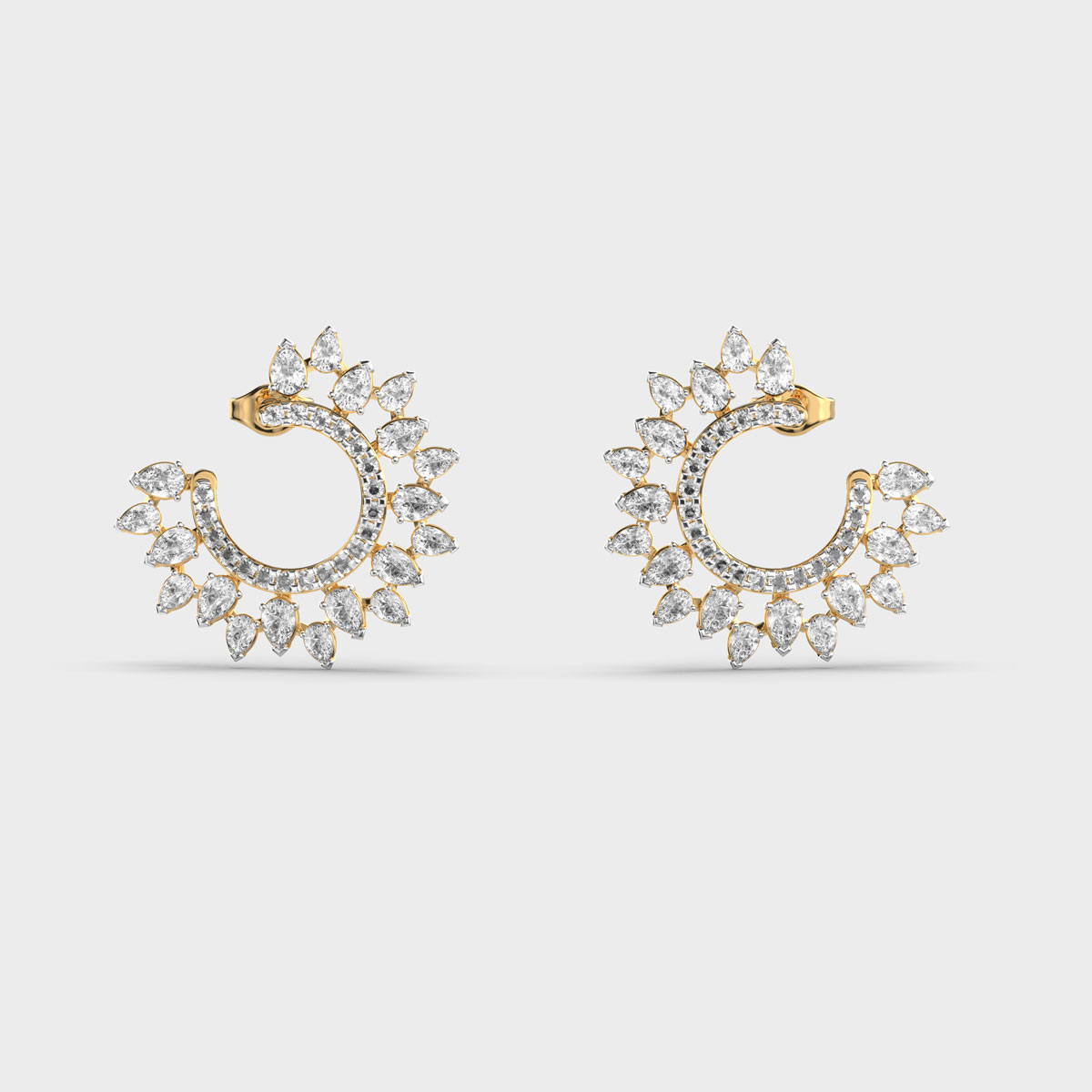 Crescent Moon Marquise Diamond Earstuds