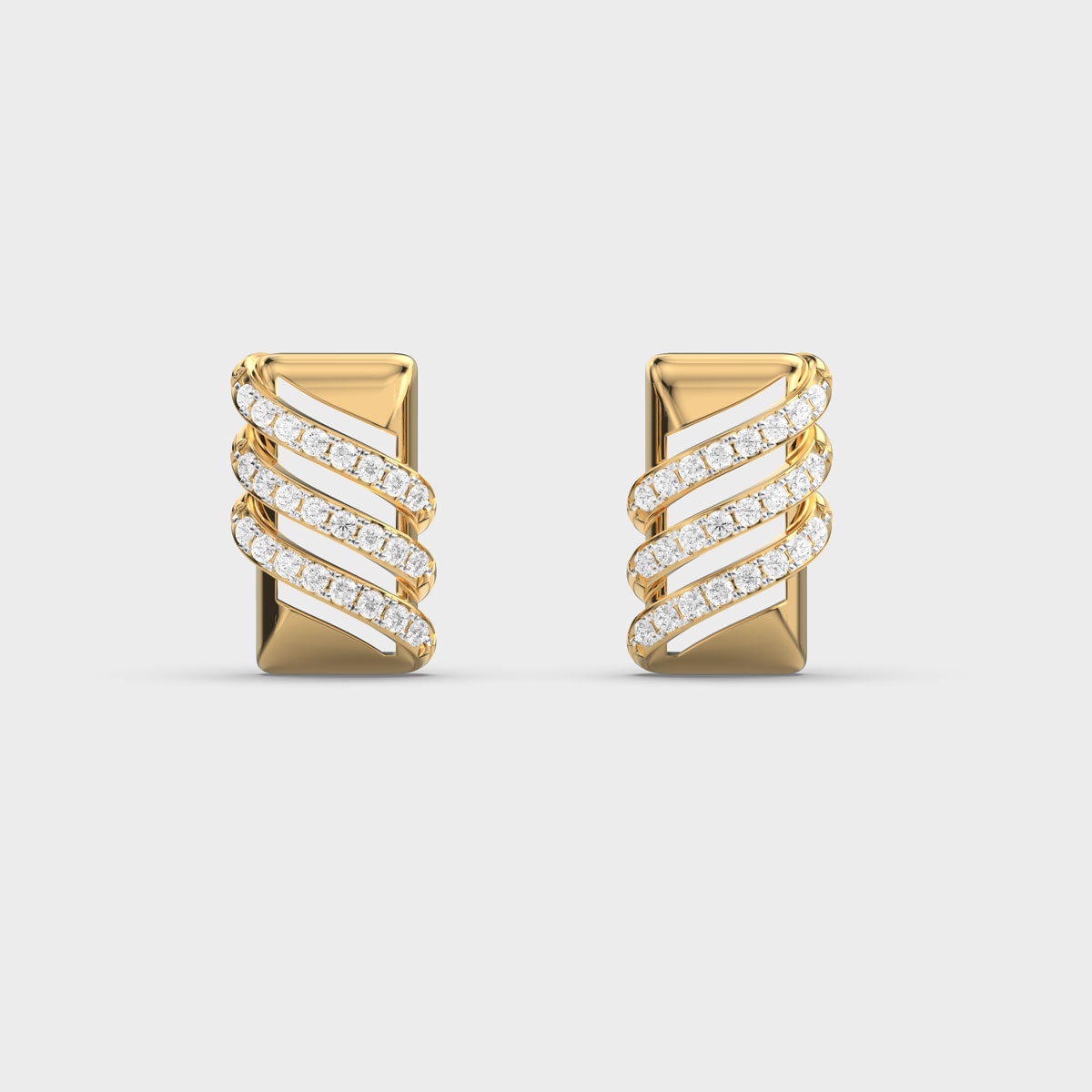 Tres Lines Diamond Pave Earstuds