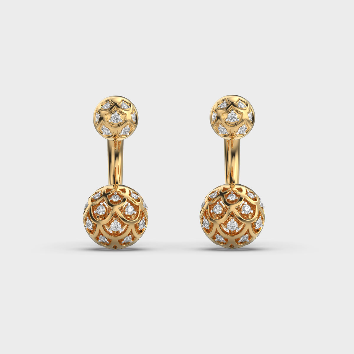 Orb Clustered Diamond Drop Stud Earrings