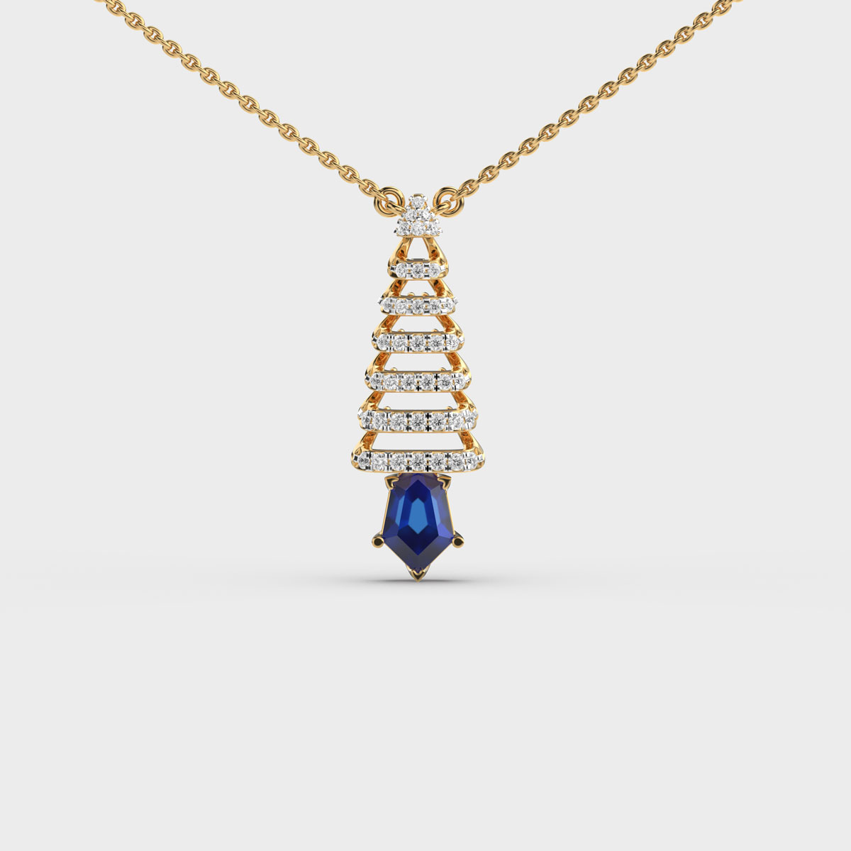 Blue Christmas Diamond Pendant (With Chain)
