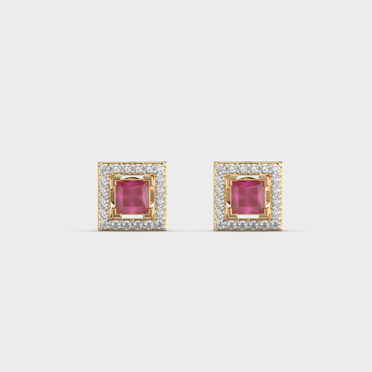 Maharani Pink Stone Diamond Ear Studs