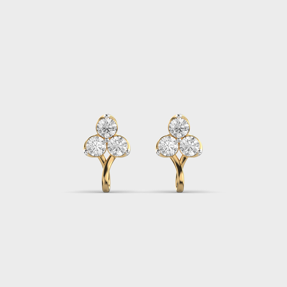 Small Ornate Fan Diamond Ear Studs