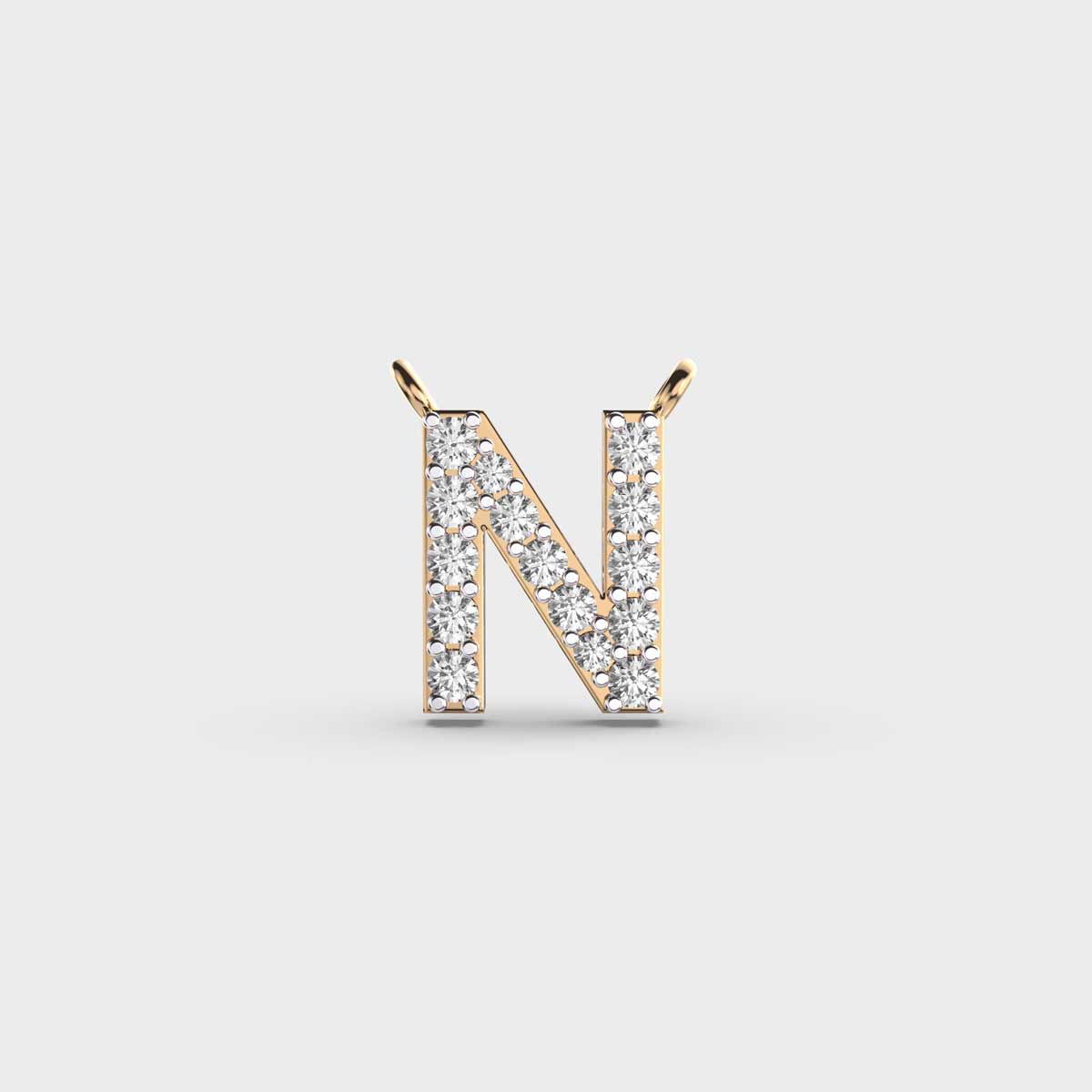 Neutral Initial 'N' Diamond Pendant (Without Chain)