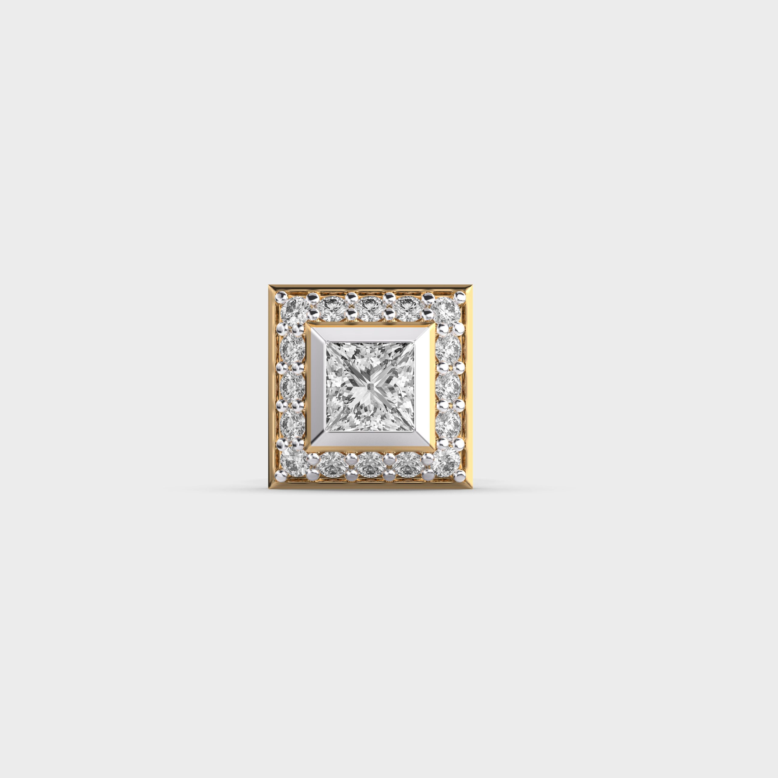 Classic Square Men Princess Diamond Stud