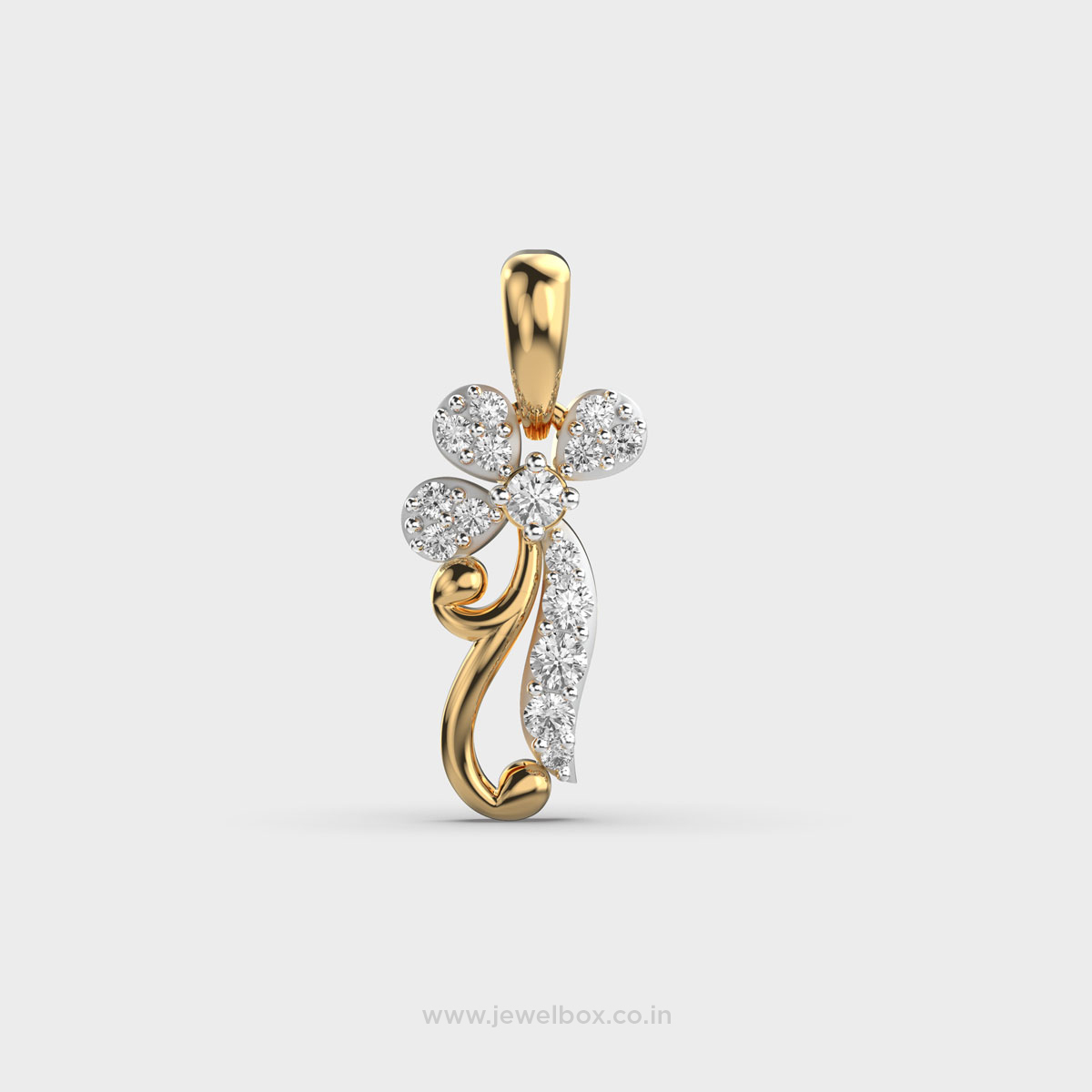 Half Petal Bloom Diamond Pendant (Without Chain)
