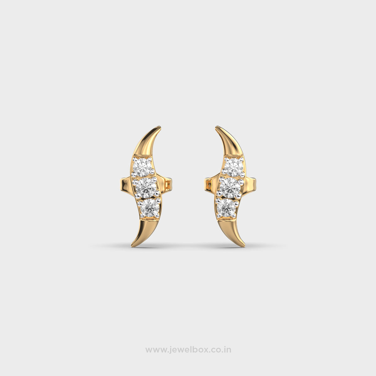 Sleek Trio Diamond Ear Studs